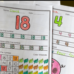 sample pages of kindergarten numbers worksheets