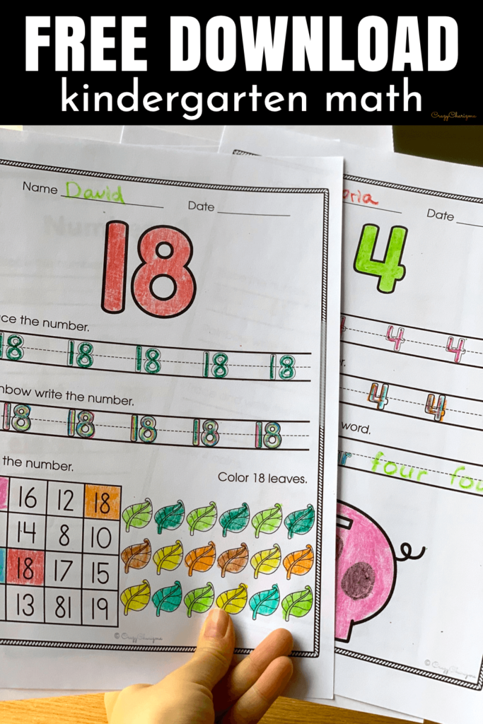 sample pages of kindergarten numbers worksheets