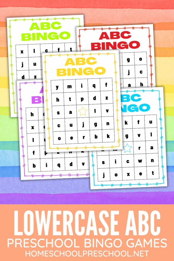 sample pages of Lowercase ABC Bingo cards