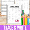Tracing practice sheets for the alphabet