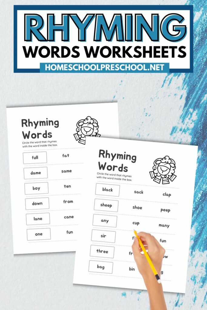 sample pages of rhyming words worksheets