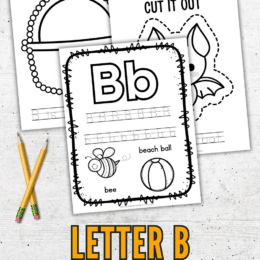 sample letter B worksheets for preschoolers with two digital pencils in "x" formation on digital background.