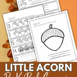 sample pages from the acorn themed printable pack based on the book "Little Acorn" Book