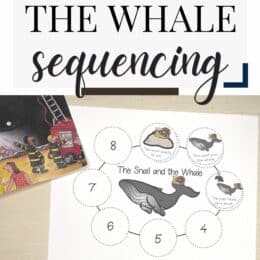 sample page of sequencing activity that coordinates with the book, "The Snail and the Whale"