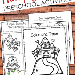 sample pages of the Humpty Dumpty preschool activities worksheets