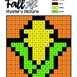 fall themed mystery picture sample - color by code