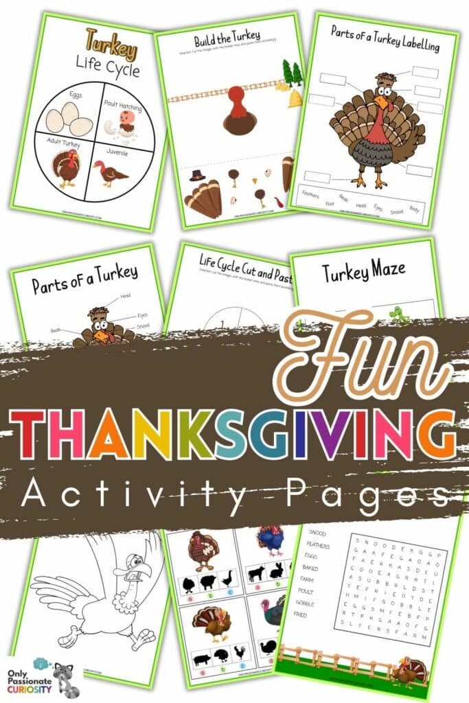 sample screenshot pages of Thanksgiving themed activity pages