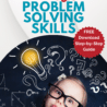 child with drawn chalkboard behind and question marks drawn in "white chalk" with a lightbulb above the head and overlay "Strategic Problem Solving Skills"