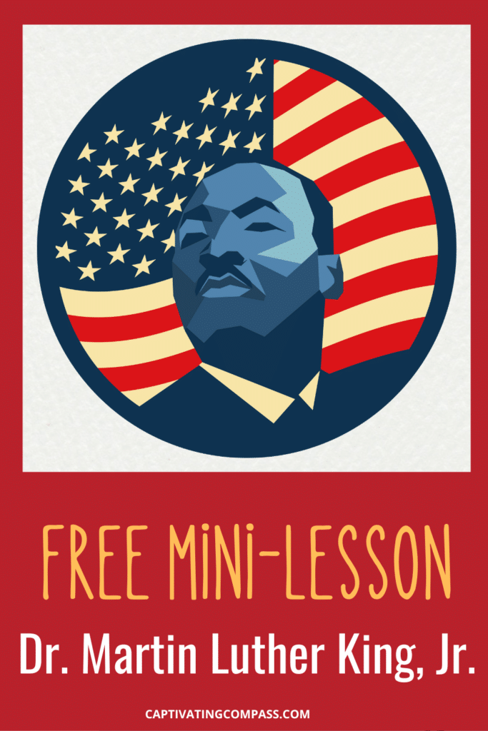 colored image of Martin Luther King Jr with overlay "Free Mini Lesson"