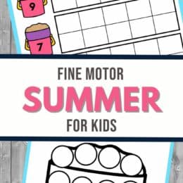 two sample pages from the summer themed fine motor worksheets
