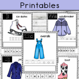 digital screenshot sample pages of clothing themed alphabet printables