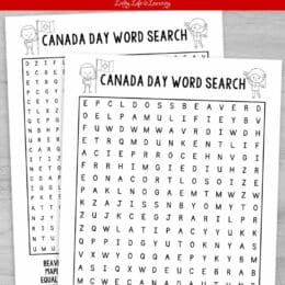 two Canada Day themed word searches