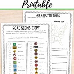 sample screenshot images from the Road Trip journal printable set