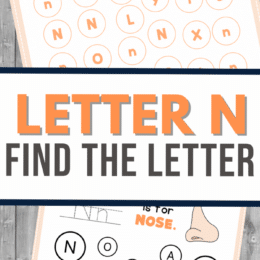 Find the letter N worksheets with a clipart nose in the corner