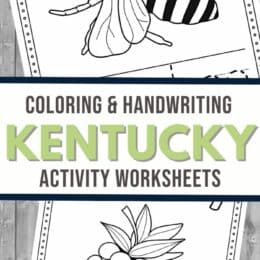 two sample pages from the Kentucky activity worksheets pack