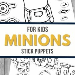 screenshot page images of Minions (from Despicable Me) and parts to create your own stick puppets