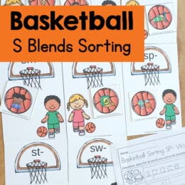 a collage of printed s-blends basketball themed pages
