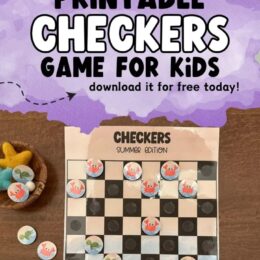 image of printable summer themed checkers board game for kids