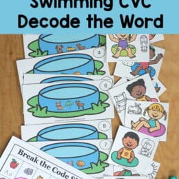 printed images from the Swimming CVC Decode The Word Printable set