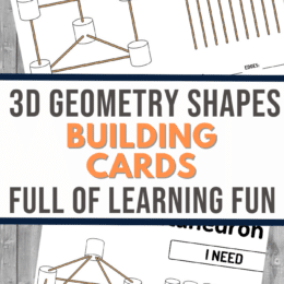 two sample pages showing shape building activities for geometry shapes