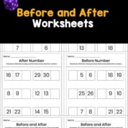 sample page images of before and after number worksheets