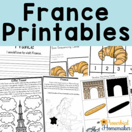 sample images of pages from the France Printable pack