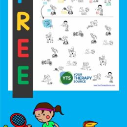 single sample page image with paralympic clipart figures in a search and find page