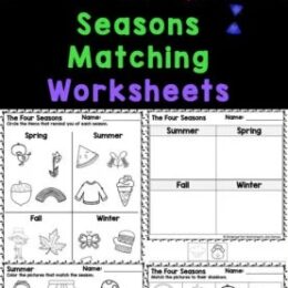 sample images from the seasons matching worksheets