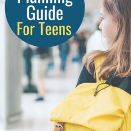 young girl walking away with a yellow backpack in a crowded place like an airport or train terminal
