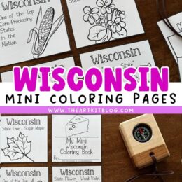 sample images of mini coloring pages related to the state of Wisconsin