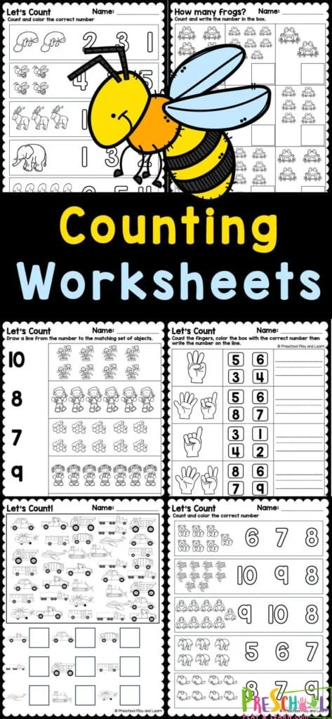 sample images of counting worksheets for preschoolers