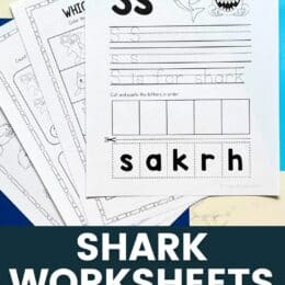 sample images of printed shark worksheets for preschoolers
