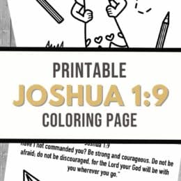 two images showing coloring pages based on Joshua 1:9 from the Bible