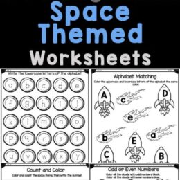 6 digital images of space themed printable pages ffor preschoolers