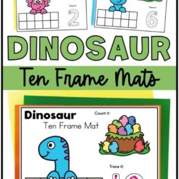sample page images of dinosaur themed ten frame mats