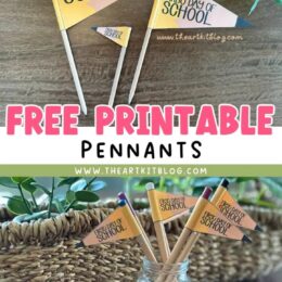 two sample images of the back to school pencil themed pennants