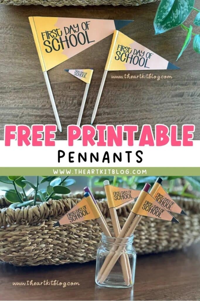 two sample images of the back to school pencil themed pennants