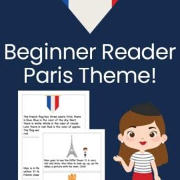 two sample pages from the Paris themed Early Reader pack