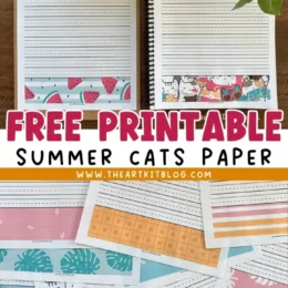 sample images of the cat themed lined notebooking paper