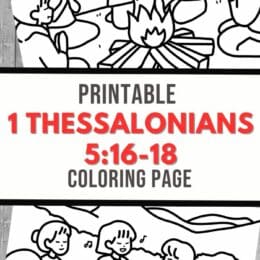 two images of coloring page with Bible verse 1 Thessalonians 5:16-18