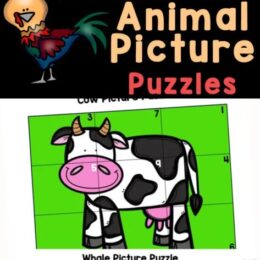 sample images of animal themed picture and number puzzles