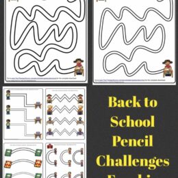 three pages of pencil themed tracing activities