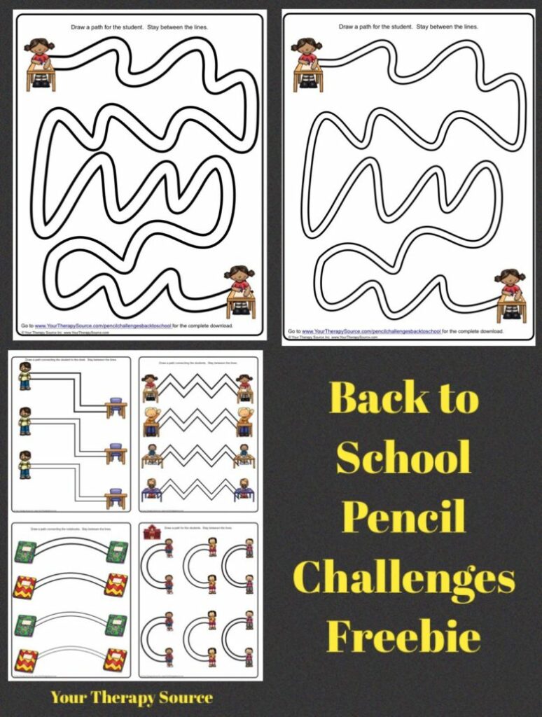 three pages of pencil themed tracing activities