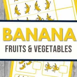 two digital page images of banana themed preschool worksheets