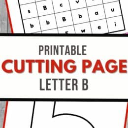 two digital page images of letter b cutting practice pages