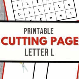 two digital page images of cutting practice for letter L