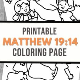 two sample images from the printable Matthew 19:14 coloring page