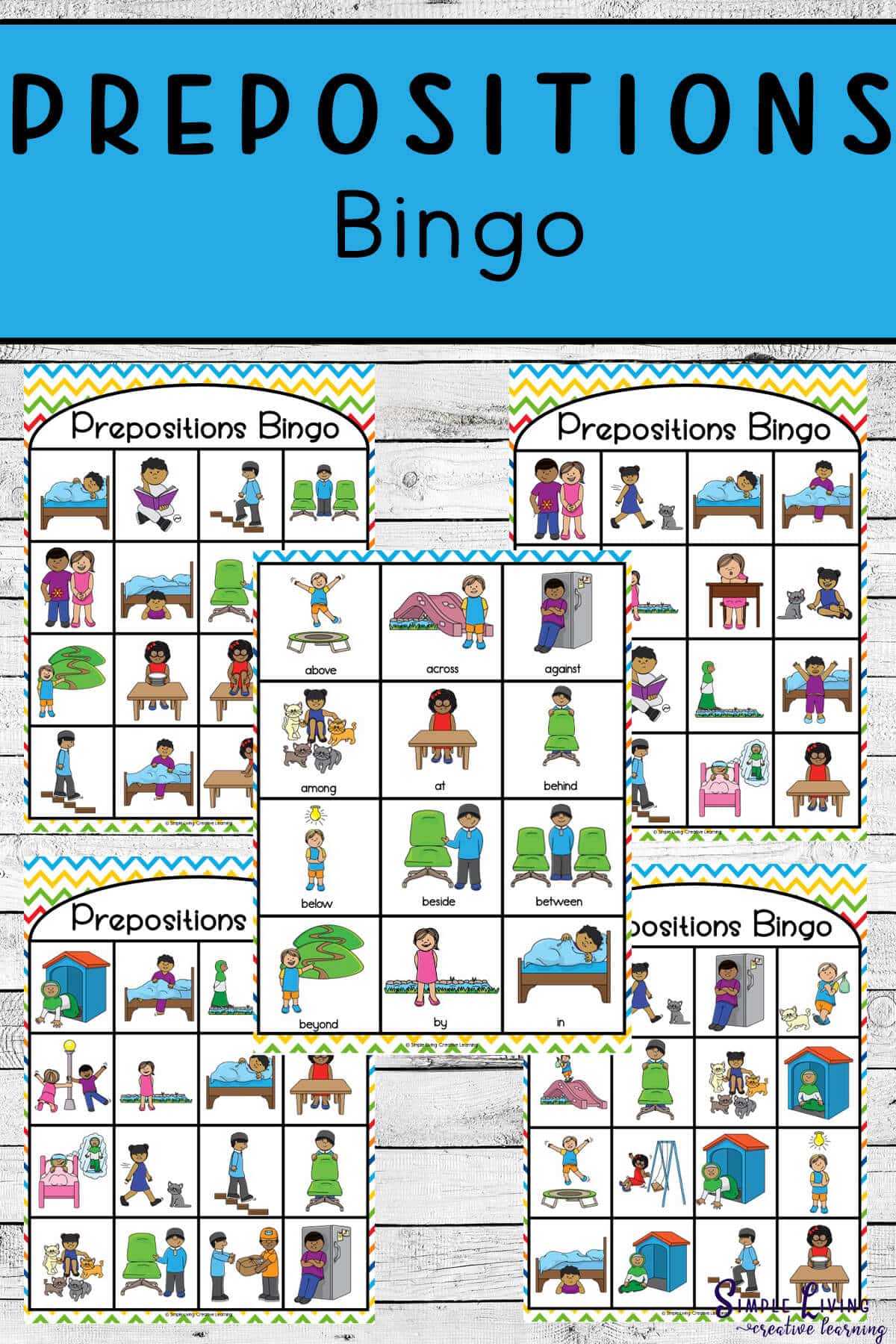Free Preposition Grammar Bingo Game | Free Homeschool Deals © for Free Printable Preposition Picture Cards