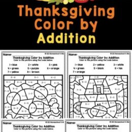6 Thanksgiving themed color by number pages