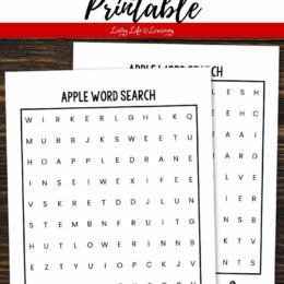 two digital images of apple word search pages